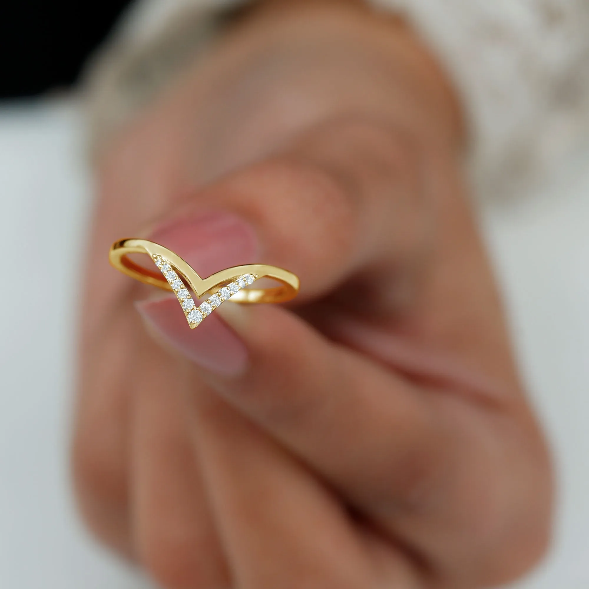 Minimal Moissanite Chevron Enhancer Ring