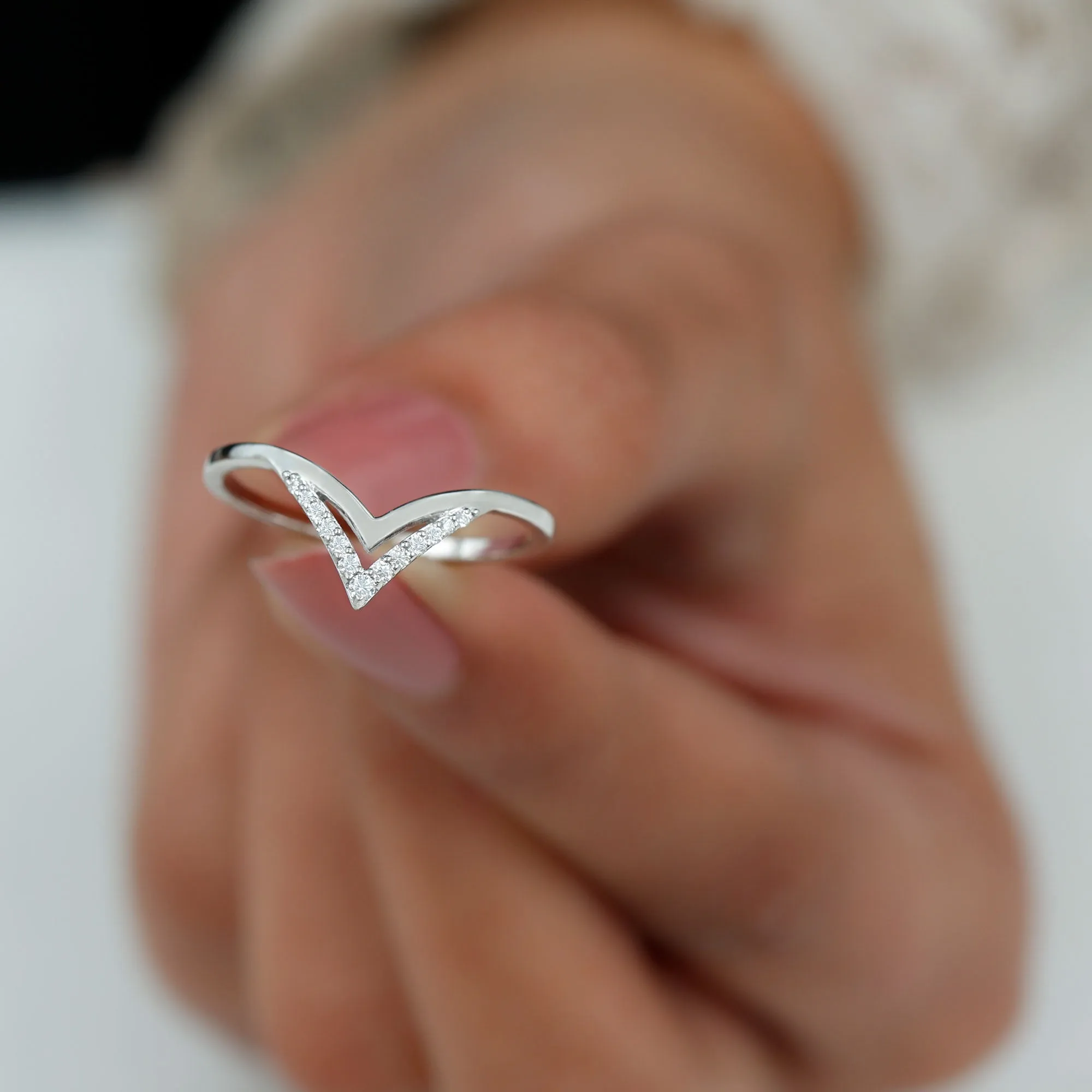 Minimal Moissanite Chevron Enhancer Ring