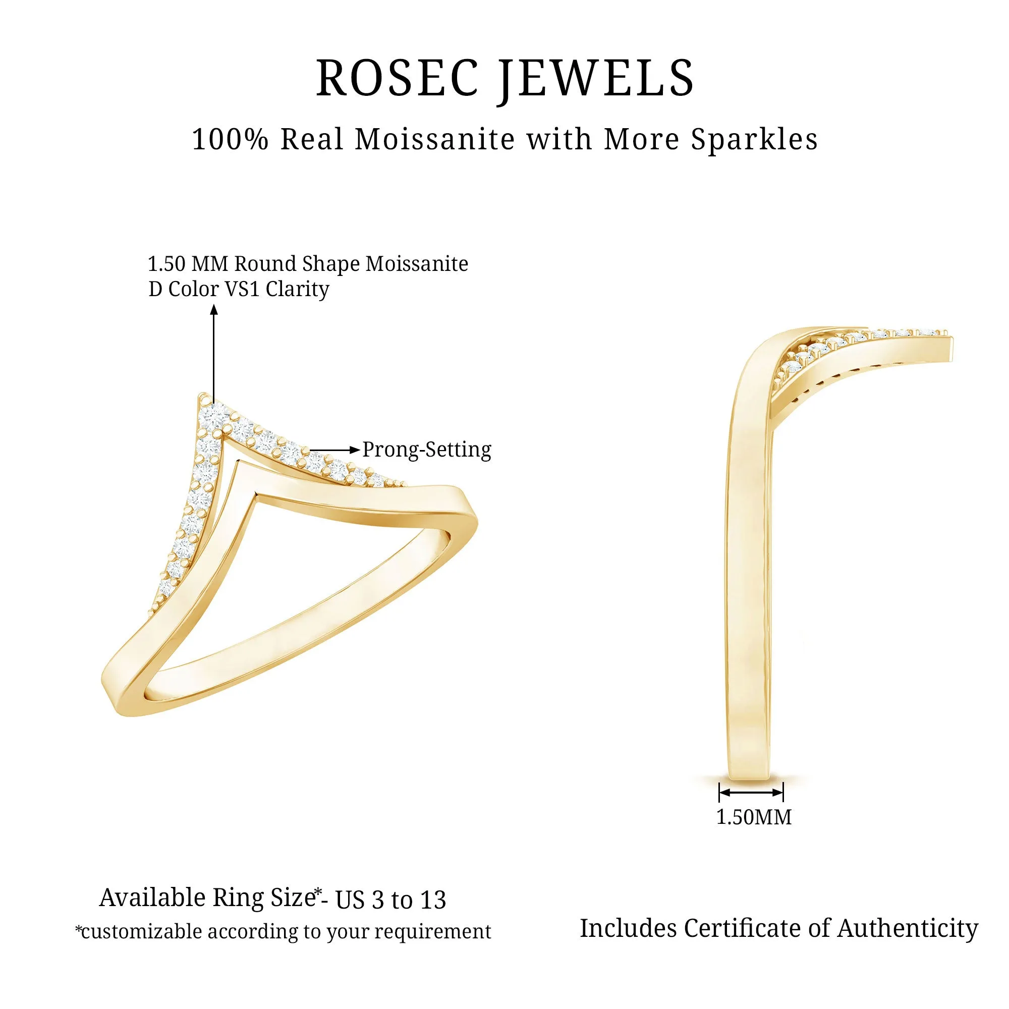 Minimal Moissanite Chevron Enhancer Ring