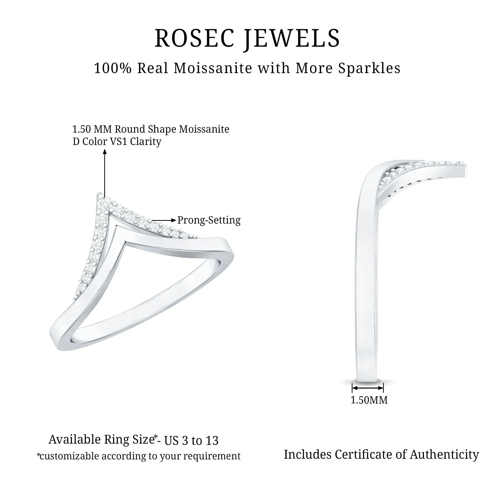 Minimal Moissanite Chevron Enhancer Ring
