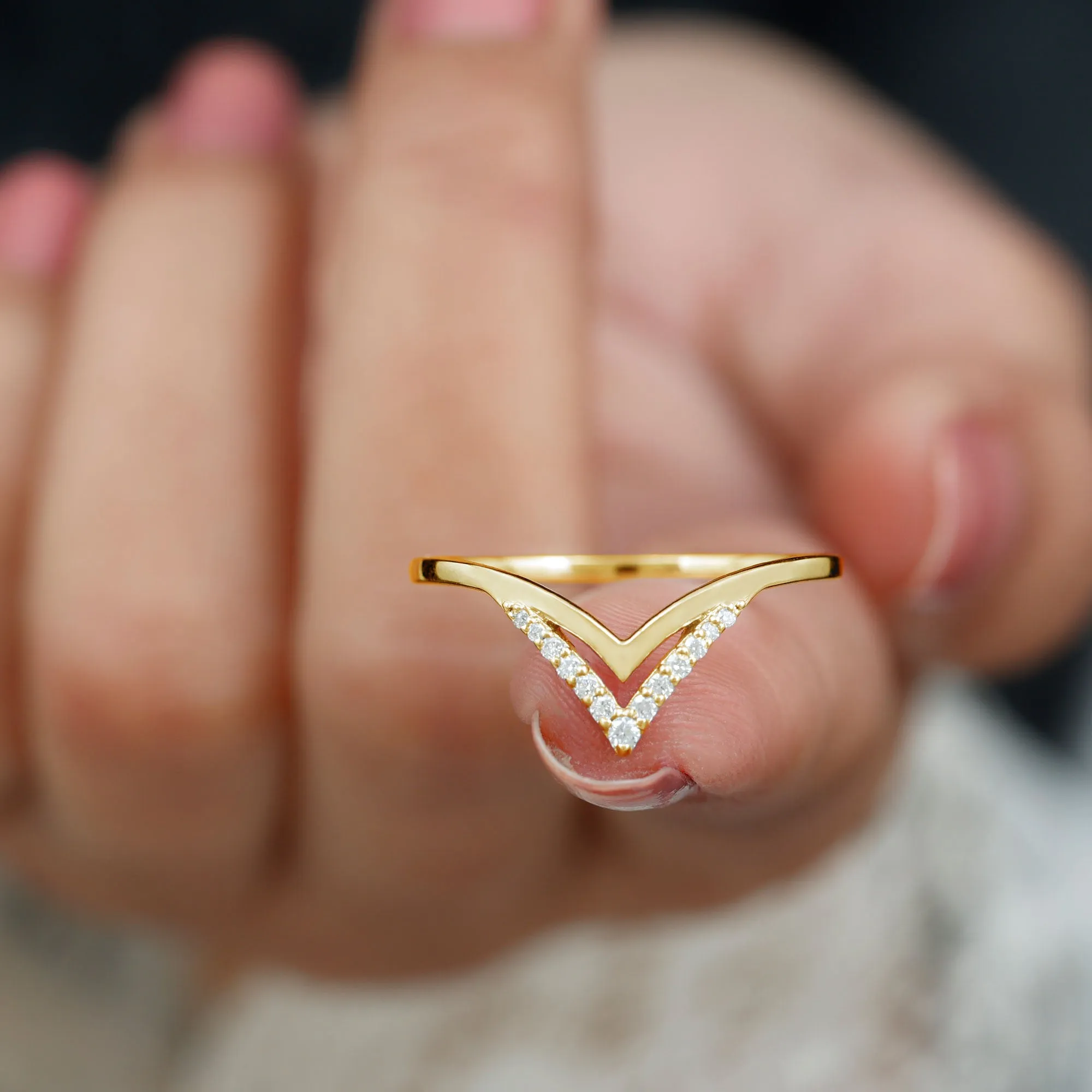Minimal Moissanite Chevron Enhancer Ring