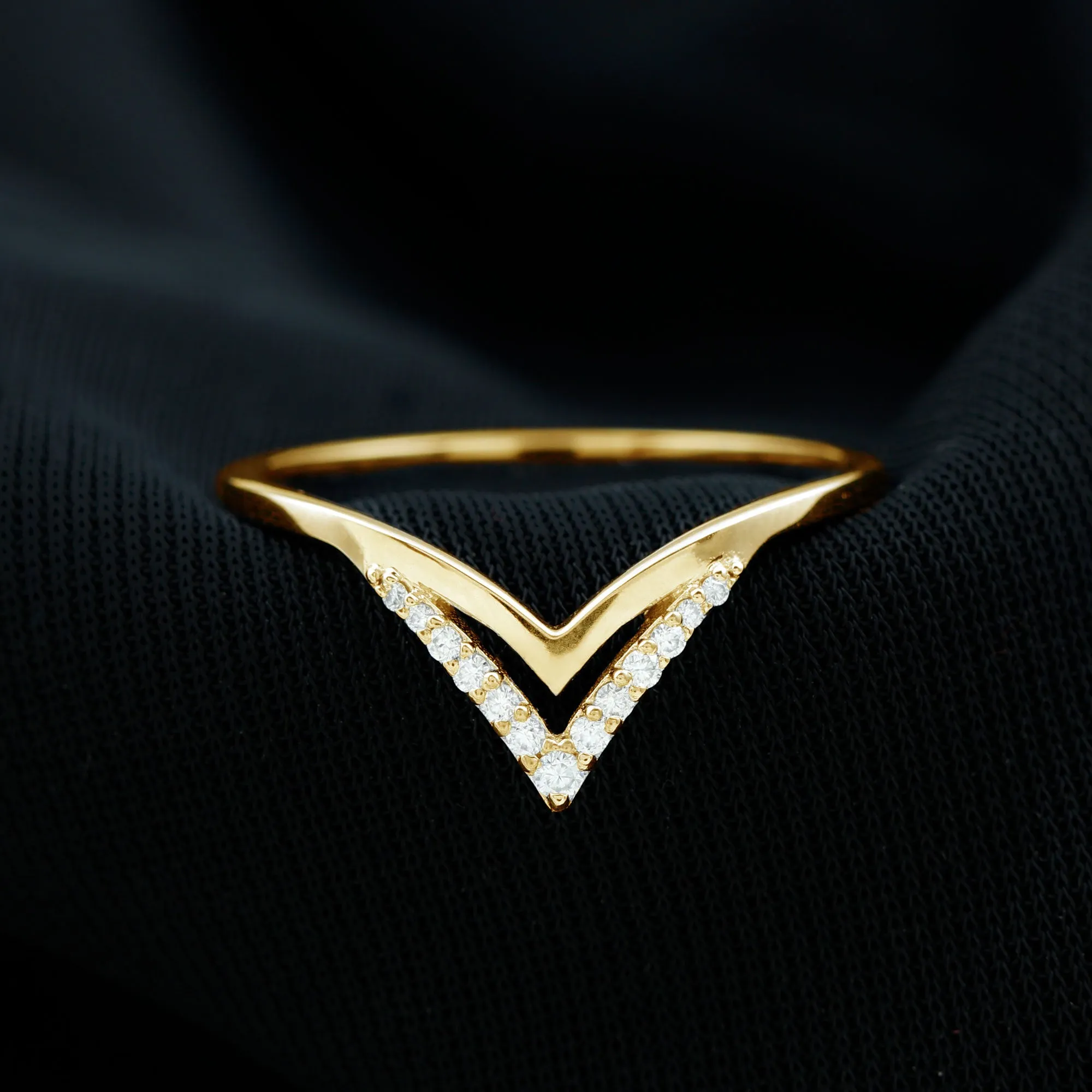 Minimal Moissanite Chevron Enhancer Ring