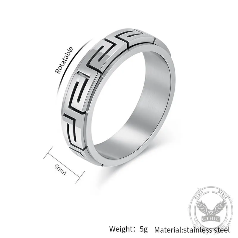 Minimalist Great Wall Pattern Stainless Steel Spinner Ring