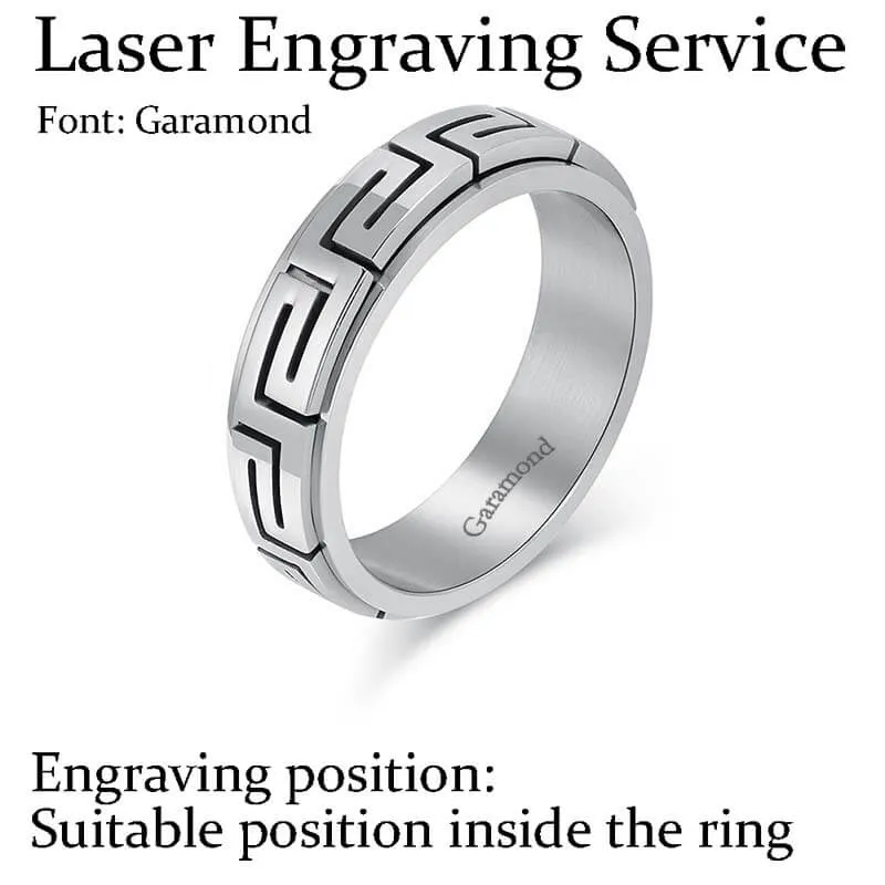 Minimalist Great Wall Pattern Stainless Steel Spinner Ring