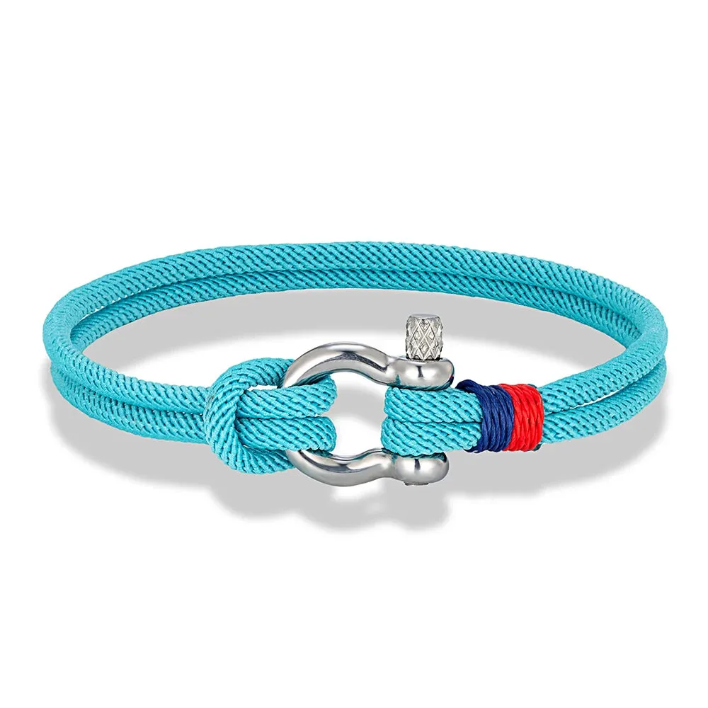 Modern Braided Nautical Rope Bracelets for Men Women Stainless Steel Mini Horseshoe Shackle with Screw Wristband Jewelry
