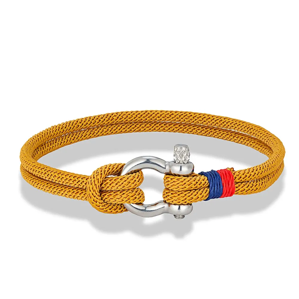 Modern Braided Nautical Rope Bracelets for Men Women Stainless Steel Mini Horseshoe Shackle with Screw Wristband Jewelry