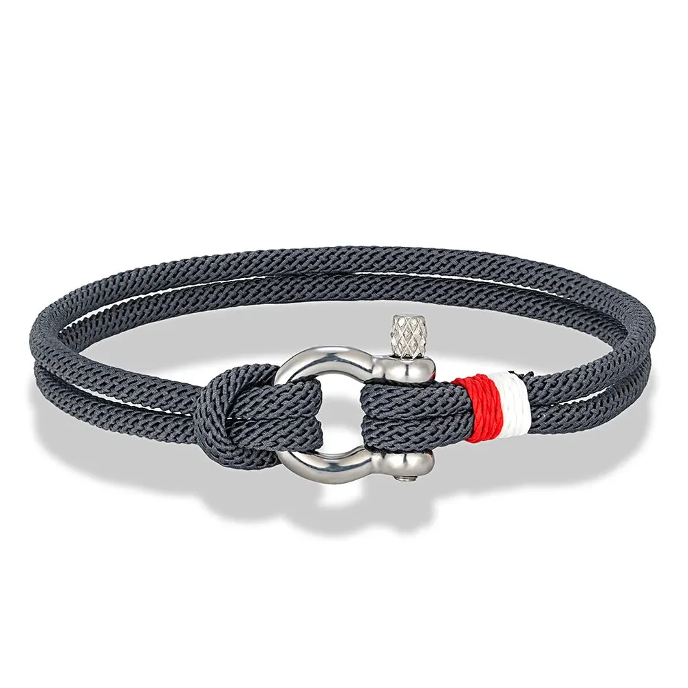 Modern Braided Nautical Rope Bracelets for Men Women Stainless Steel Mini Horseshoe Shackle with Screw Wristband Jewelry