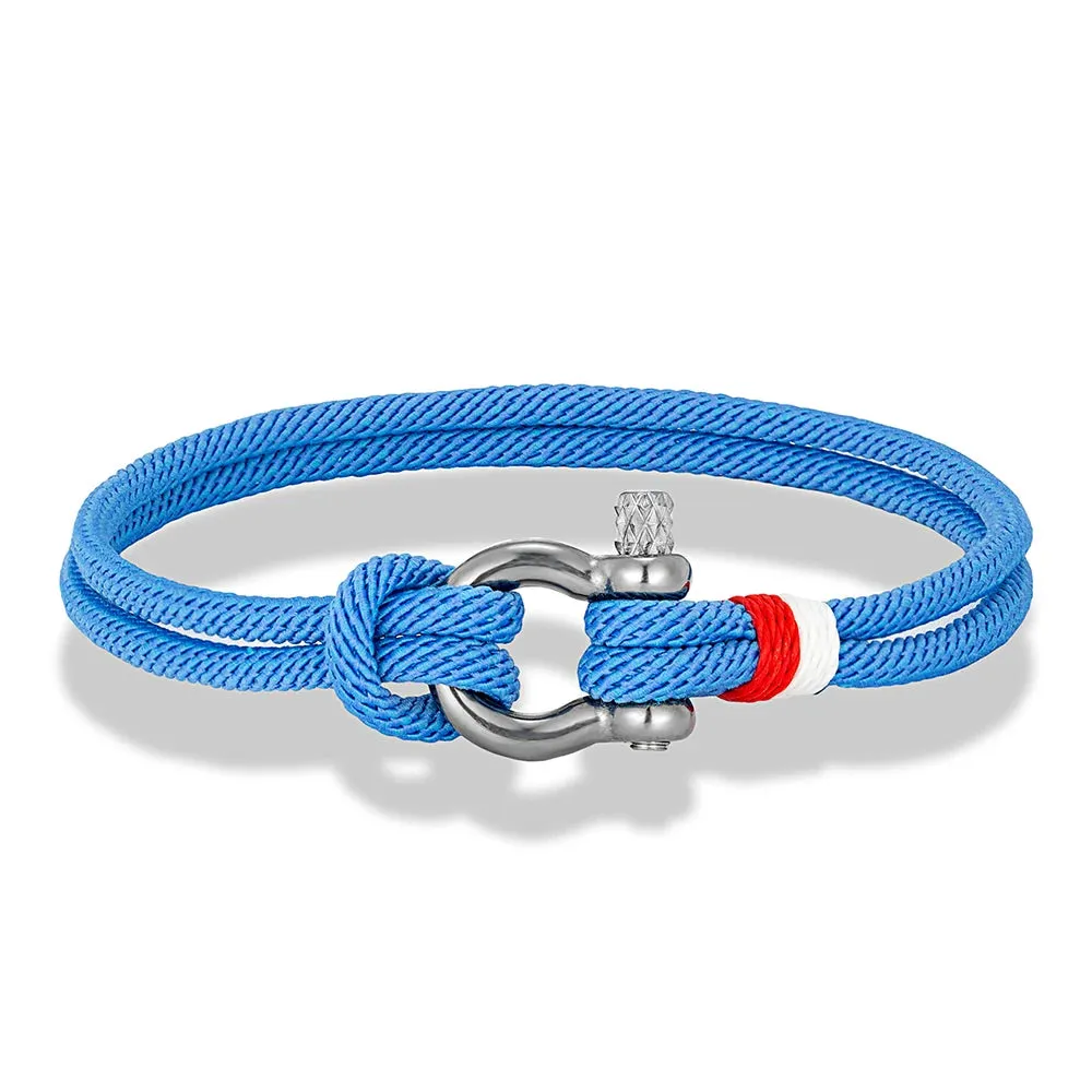 Modern Braided Nautical Rope Bracelets for Men Women Stainless Steel Mini Horseshoe Shackle with Screw Wristband Jewelry