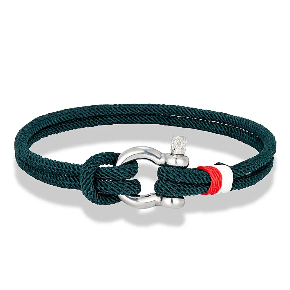 Modern Braided Nautical Rope Bracelets for Men Women Stainless Steel Mini Horseshoe Shackle with Screw Wristband Jewelry