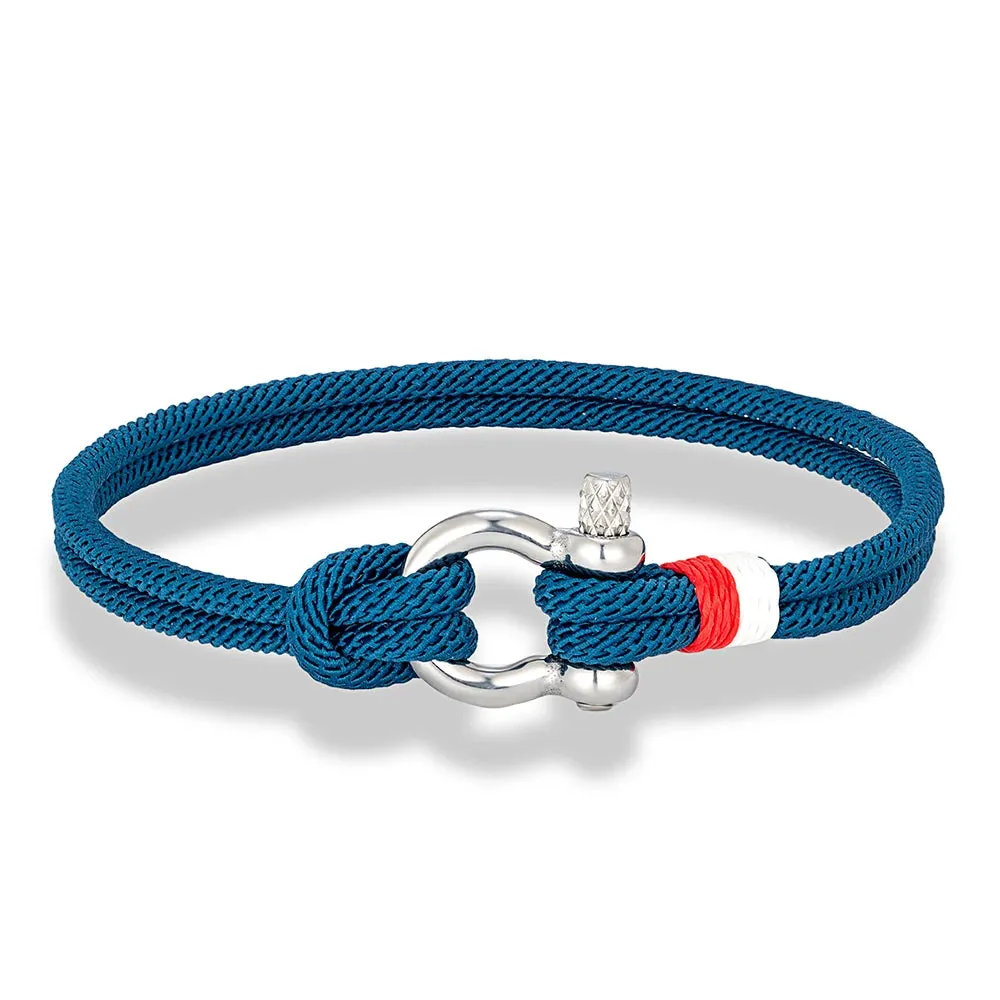 Modern Braided Nautical Rope Bracelets for Men Women Stainless Steel Mini Horseshoe Shackle with Screw Wristband Jewelry