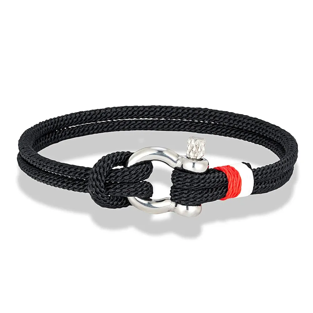 Modern Braided Nautical Rope Bracelets for Men Women Stainless Steel Mini Horseshoe Shackle with Screw Wristband Jewelry