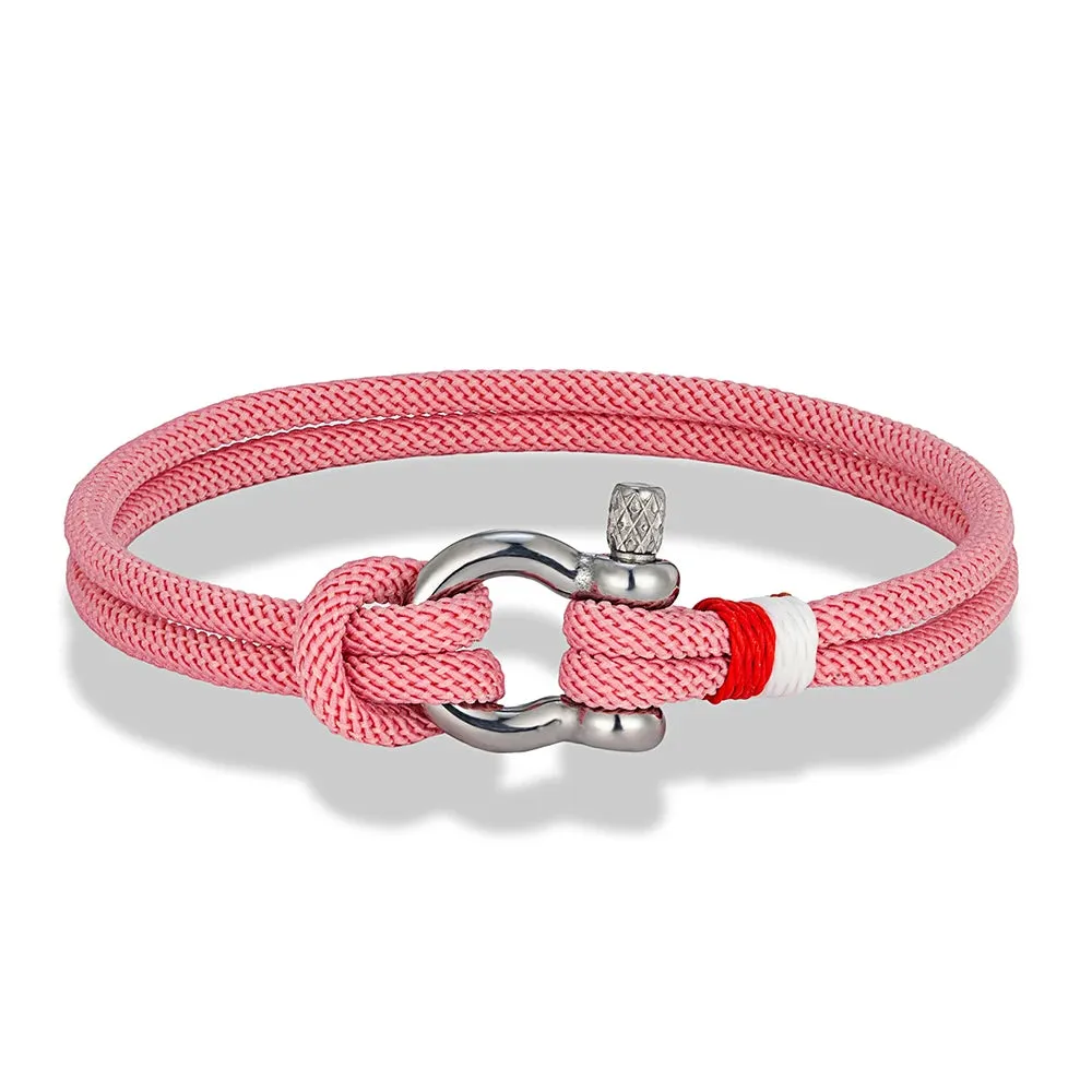 Modern Braided Nautical Rope Bracelets for Men Women Stainless Steel Mini Horseshoe Shackle with Screw Wristband Jewelry
