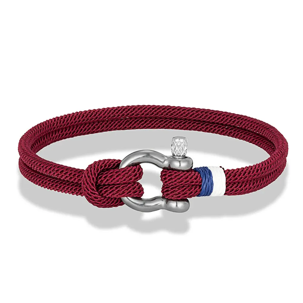 Modern Braided Nautical Rope Bracelets for Men Women Stainless Steel Mini Horseshoe Shackle with Screw Wristband Jewelry