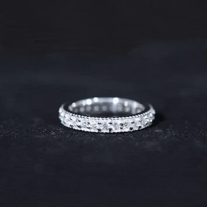 Moissanite Simple Band Ring with Milgrain Detailing