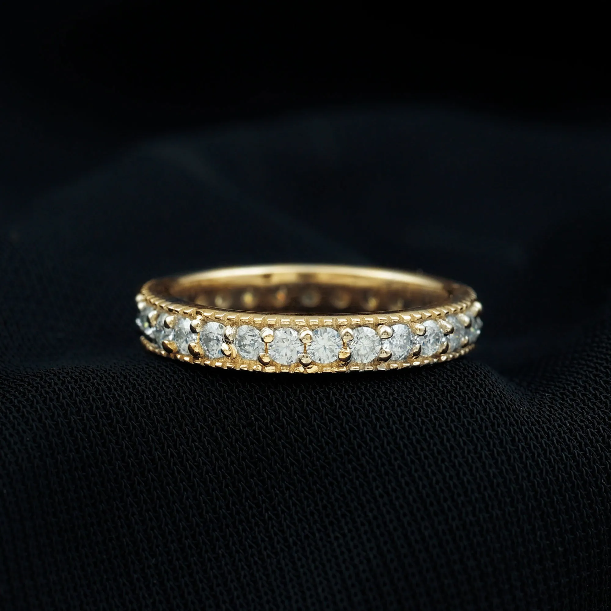 Moissanite Simple Band Ring with Milgrain Detailing
