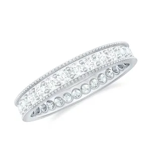 Moissanite Simple Band Ring with Milgrain Detailing
