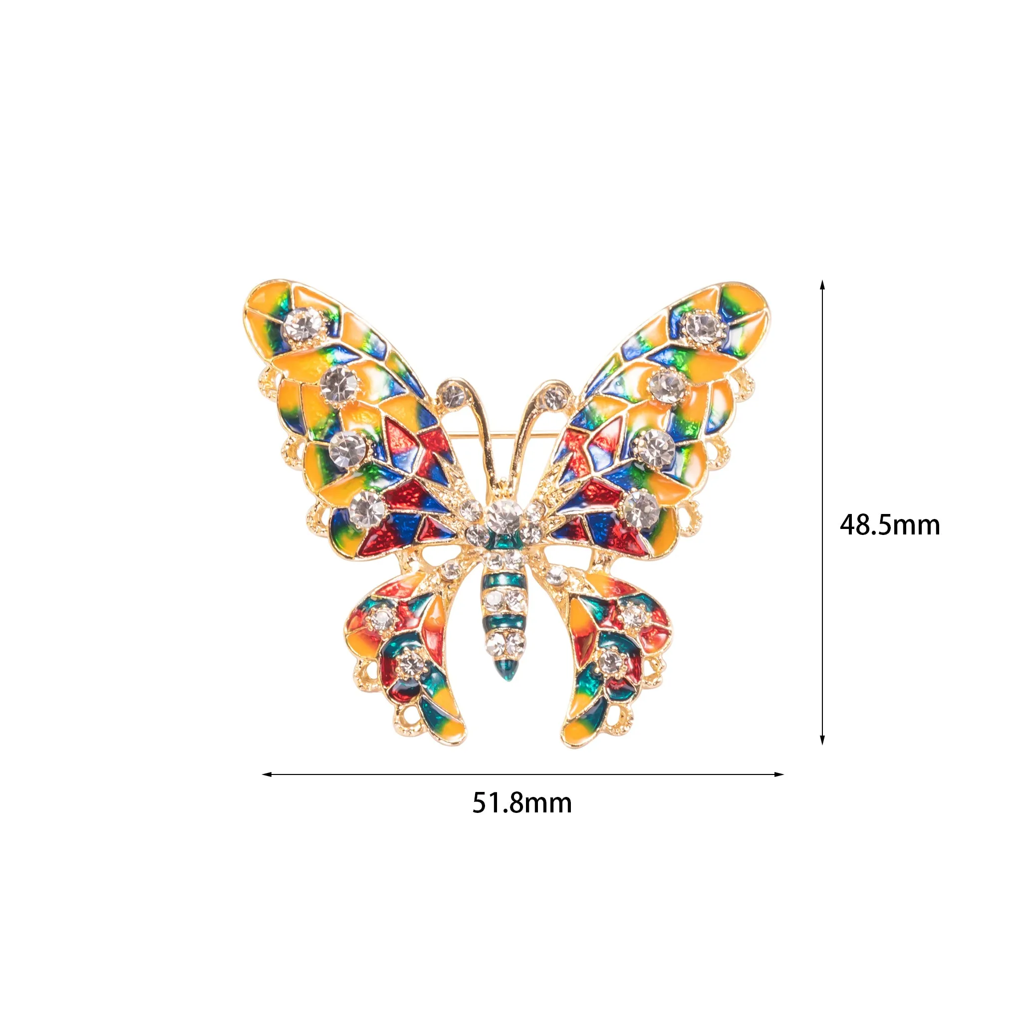 Multicolor Butterfly Brooch Pin Jewelry With Enamel and Crystal