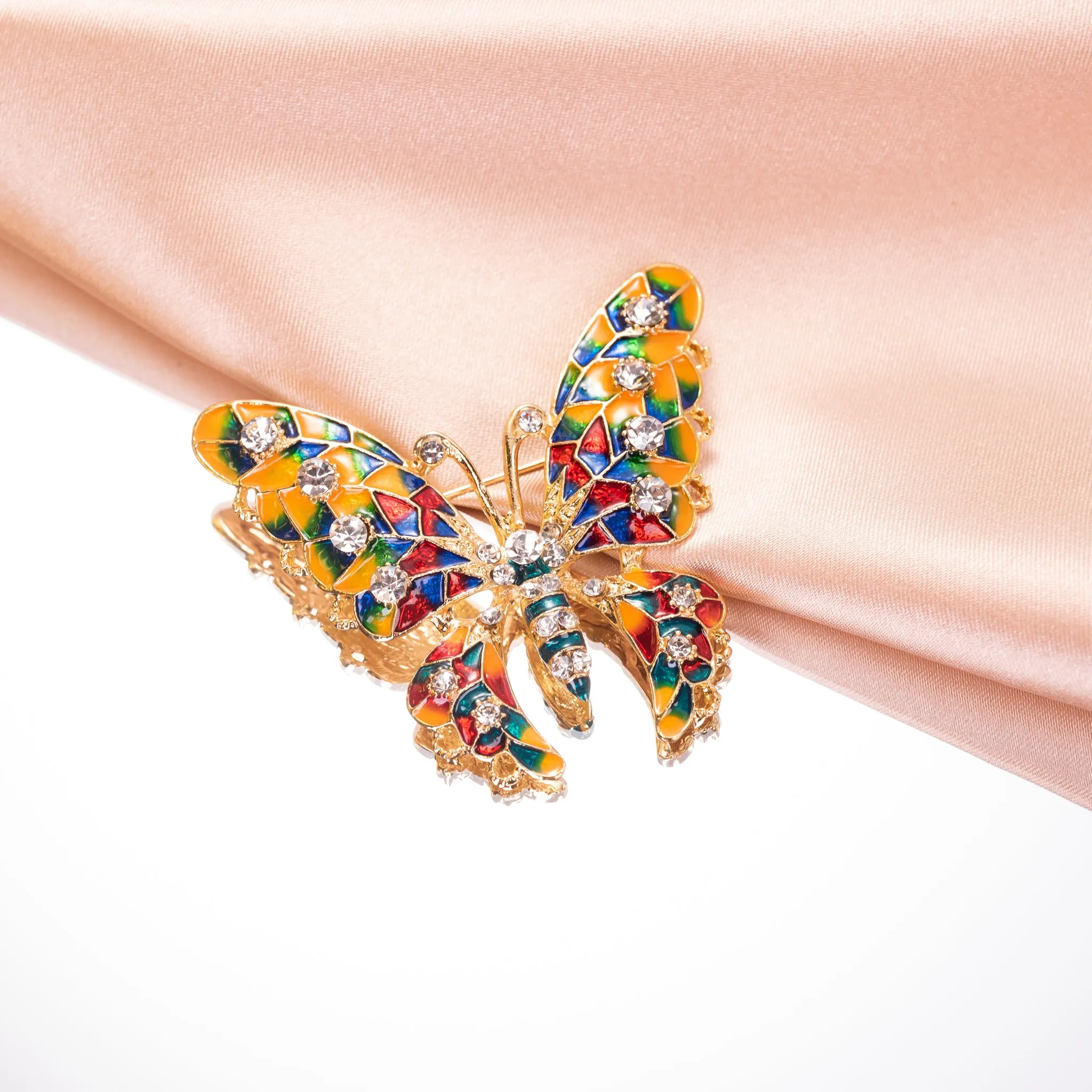 Multicolor Butterfly Brooch Pin Jewelry With Enamel and Crystal