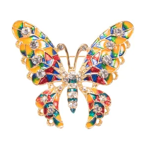 Multicolor Butterfly Brooch Pin Jewelry With Enamel and Crystal