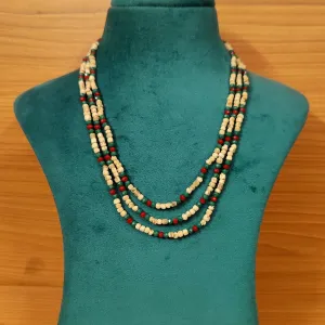 MULTICOLOUR TULSI MALA 3 LAYERED NECKLACE