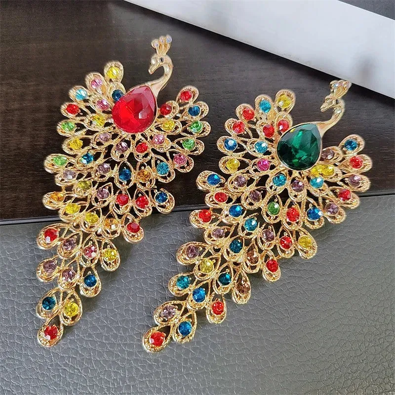 New Creative Colorful Rhinestone Peacock Brooches For Women Retro Elegant Bird Animal Clothing Brooch Pins Party Jewelry Gifts