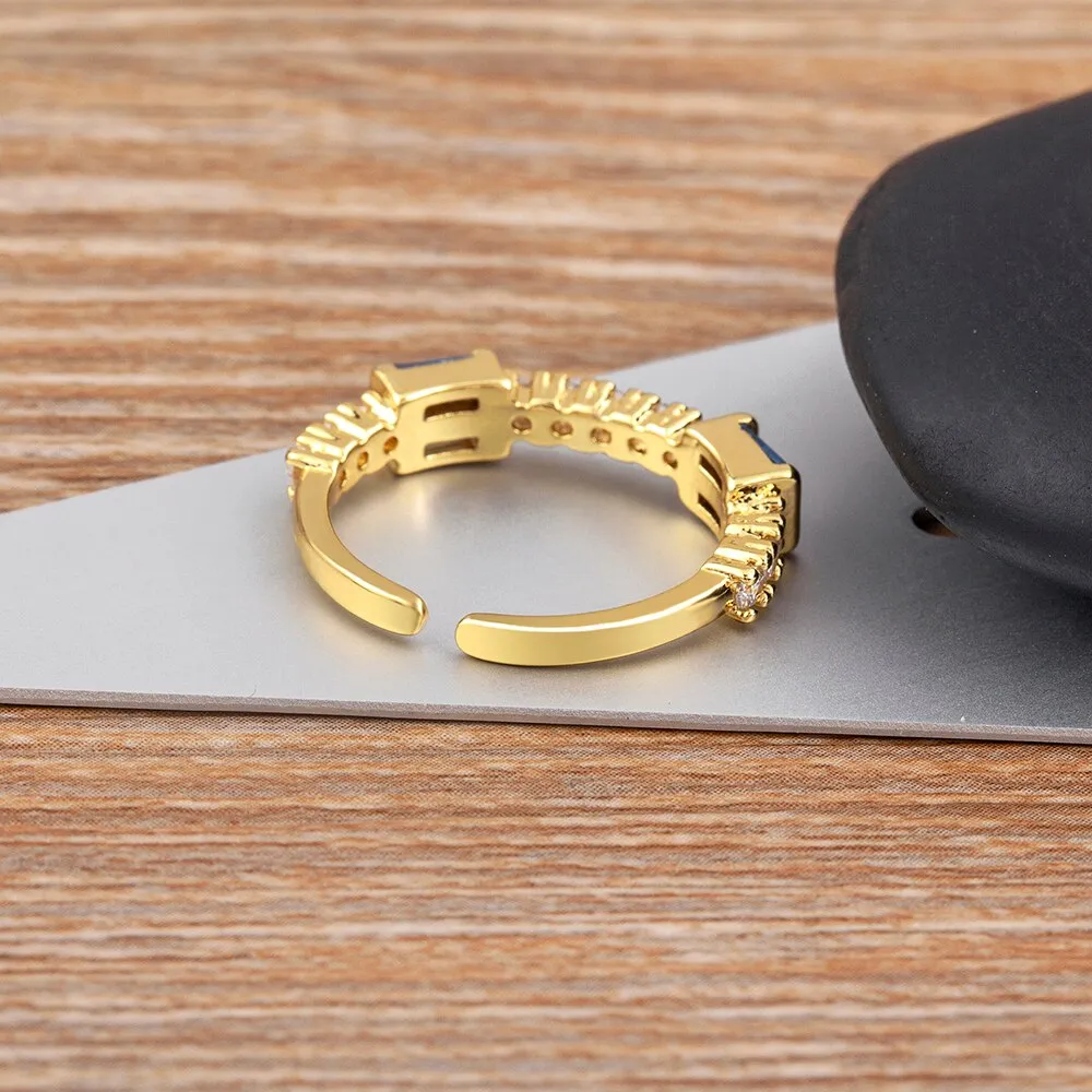New Fashion Simple Style Open Adjustable Micro Paved Cubiz Zircon Finger Rings