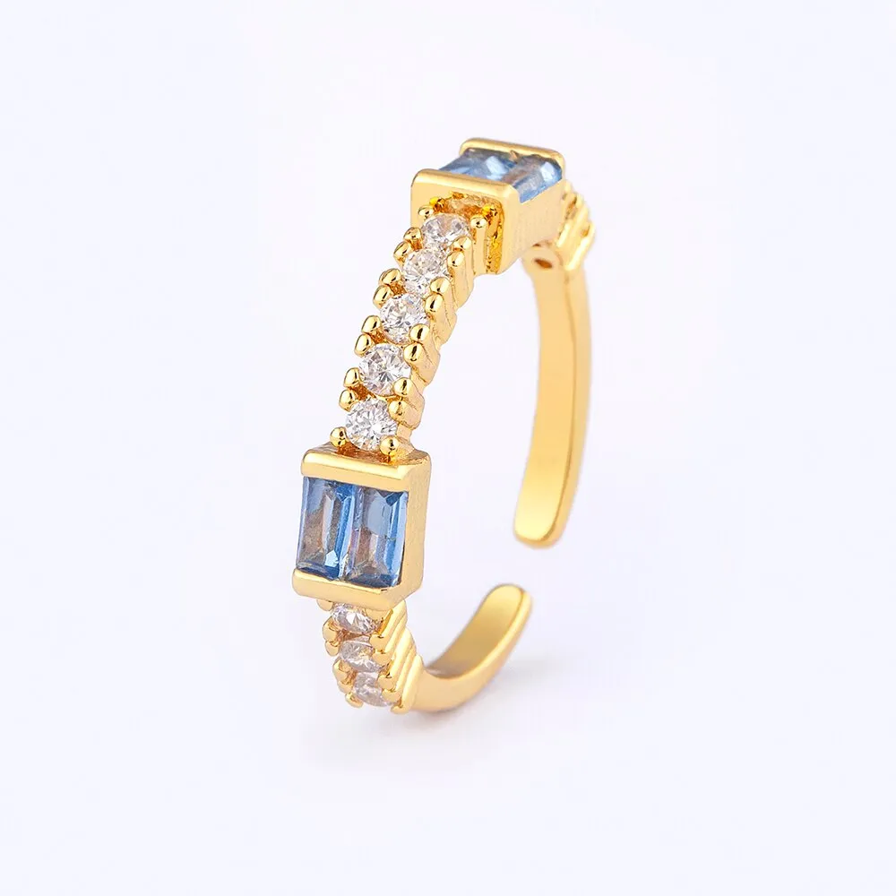 New Fashion Simple Style Open Adjustable Micro Paved Cubiz Zircon Finger Rings