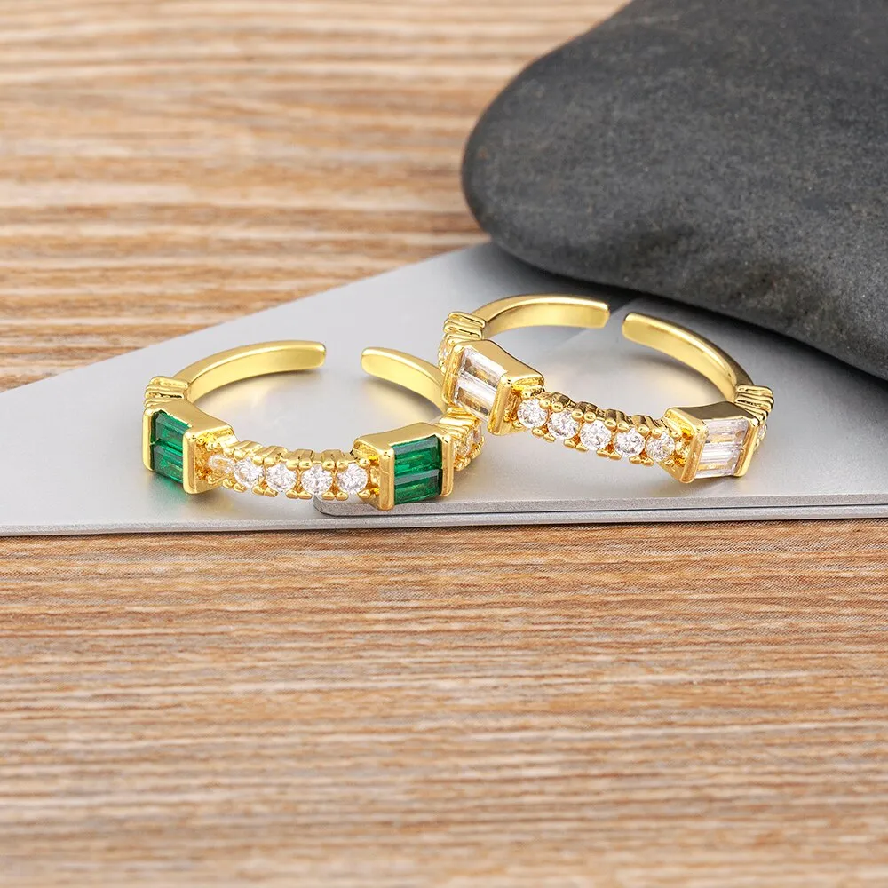 New Fashion Simple Style Open Adjustable Micro Paved Cubiz Zircon Finger Rings