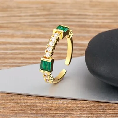 New Fashion Simple Style Open Adjustable Micro Paved Cubiz Zircon Finger Rings