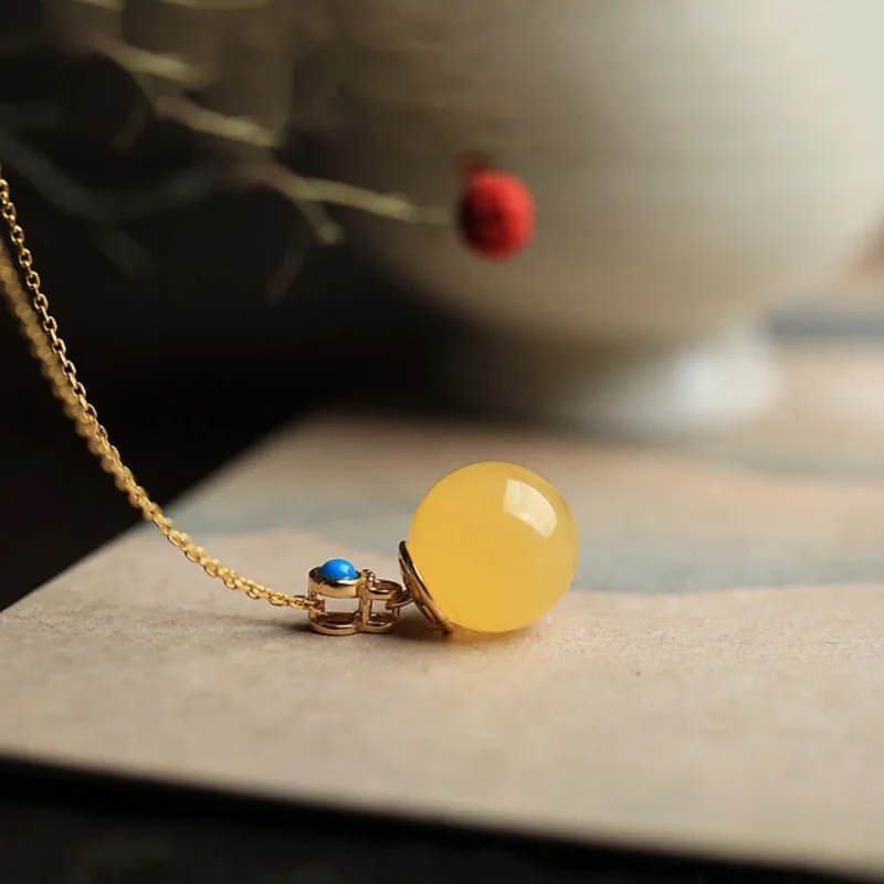 New silver inlaid natural topaz bead necklaces