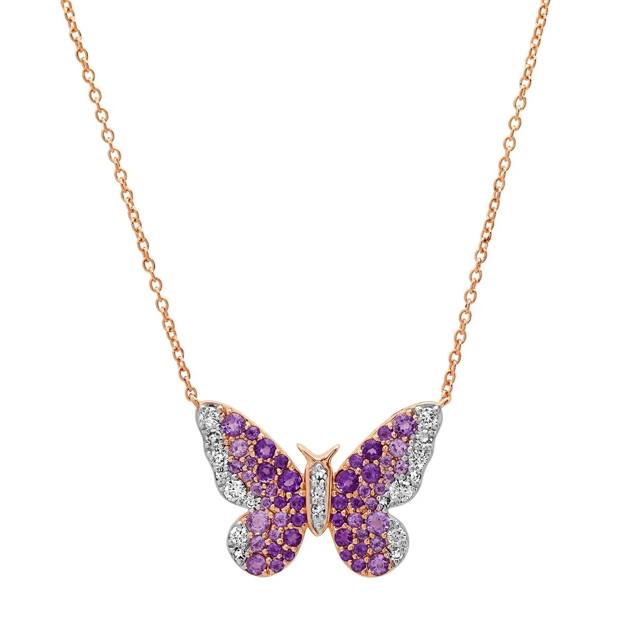 Ombre Semi Precious and Diamond Butterfly Necklace