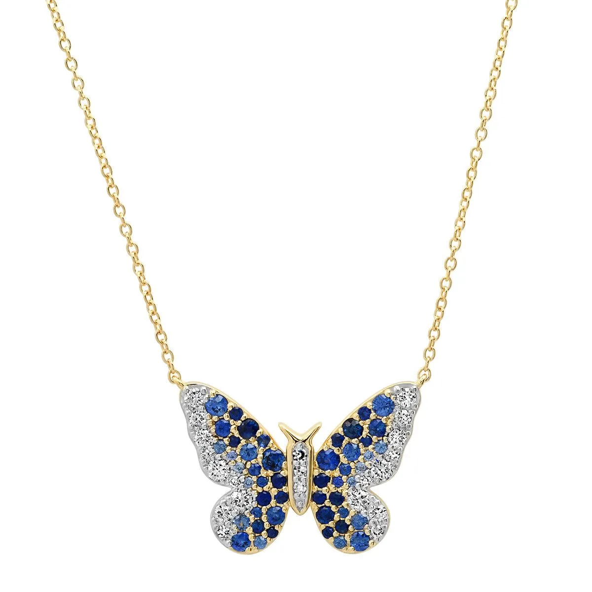 Ombre Semi Precious and Diamond Butterfly Necklace