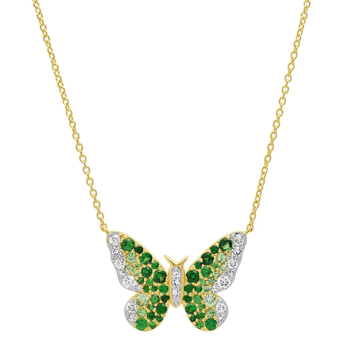 Ombre Semi Precious and Diamond Butterfly Necklace