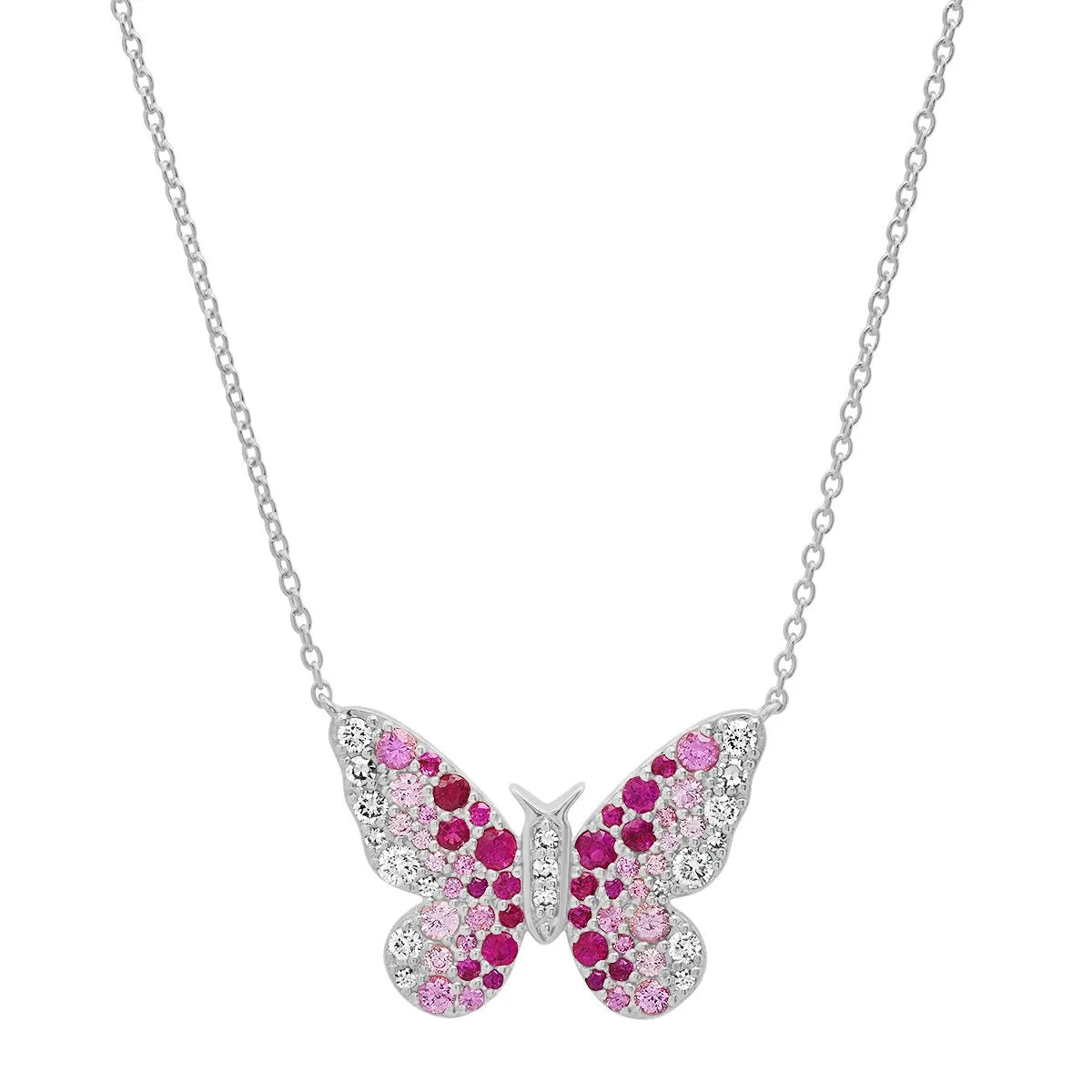 Ombre Semi Precious and Diamond Butterfly Necklace