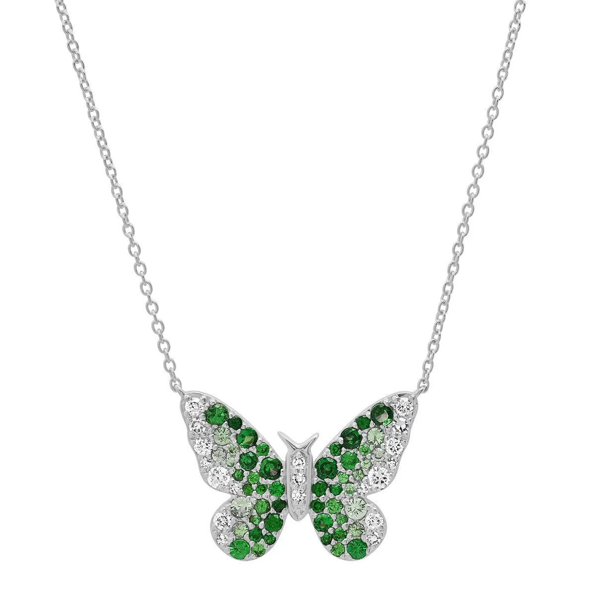 Ombre Semi Precious and Diamond Butterfly Necklace