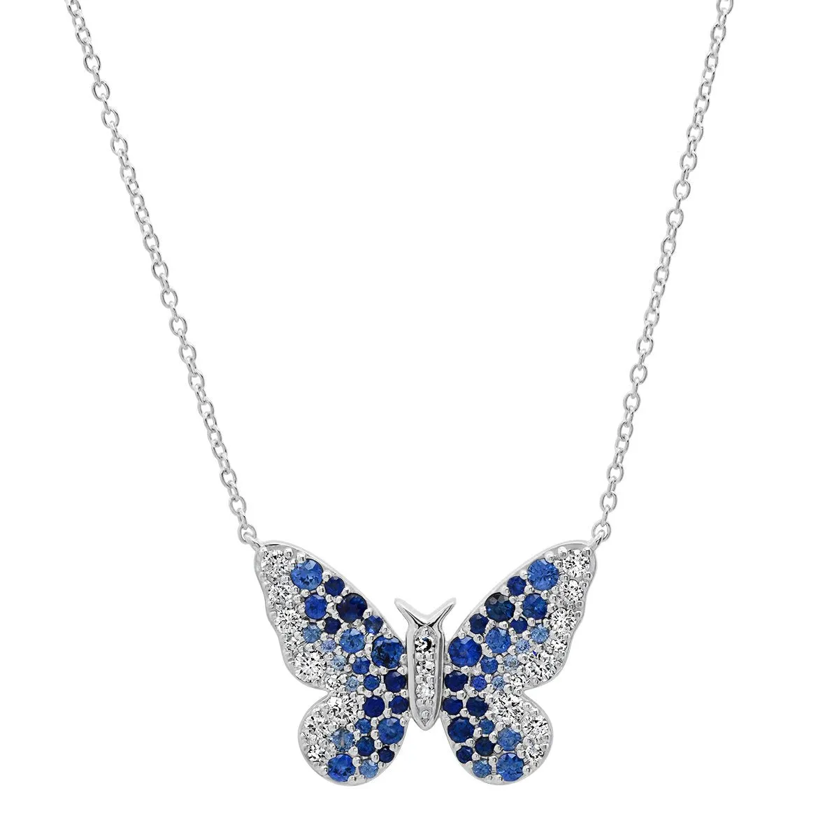 Ombre Semi Precious and Diamond Butterfly Necklace