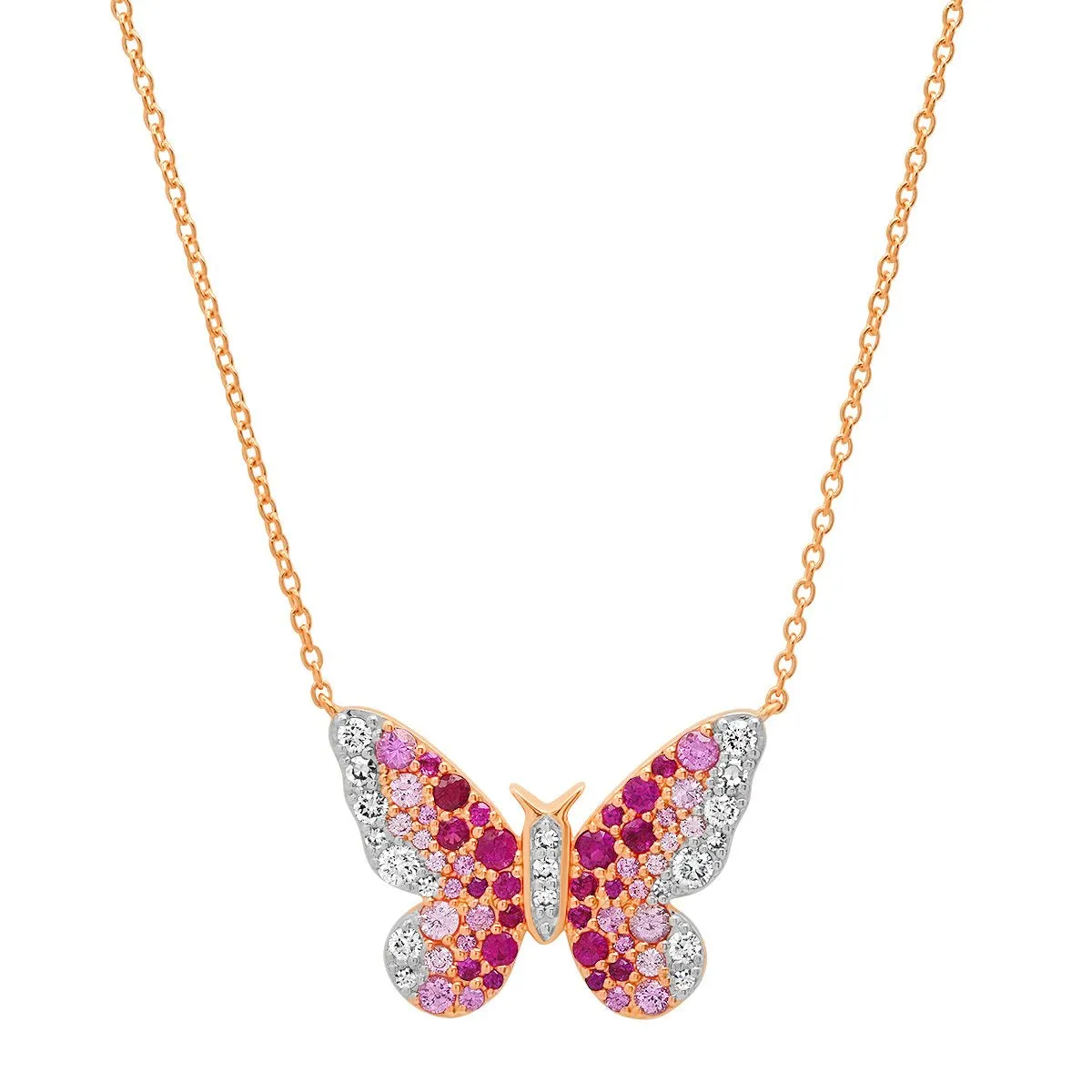 Ombre Semi Precious and Diamond Butterfly Necklace