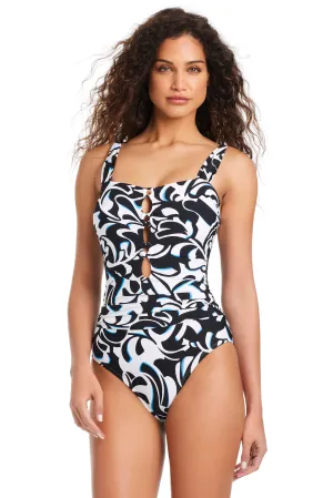 Opposites Attract O Ring Sculpting Tummy Control One Piece Swimsuit