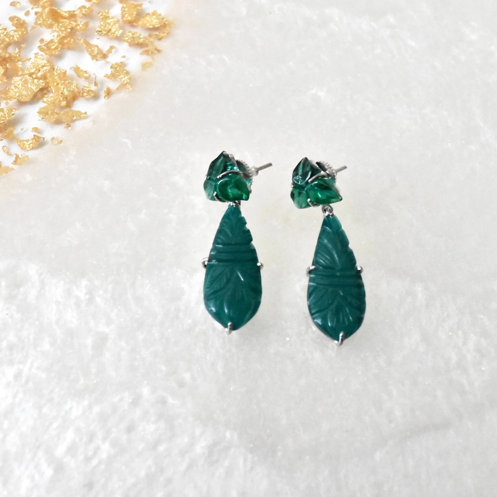 Pakhi Handmade Carved Stone Earrings