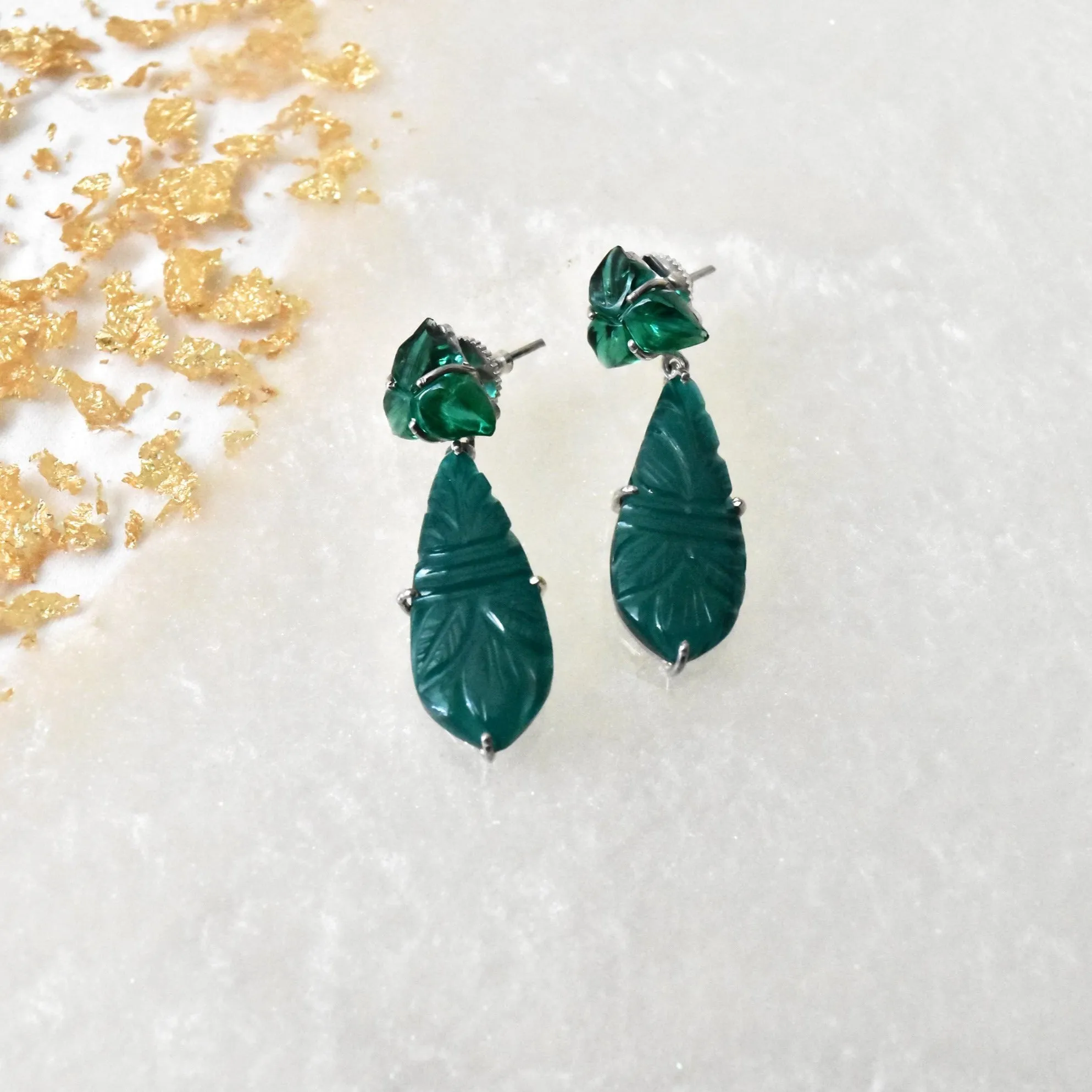 Pakhi Handmade Carved Stone Earrings