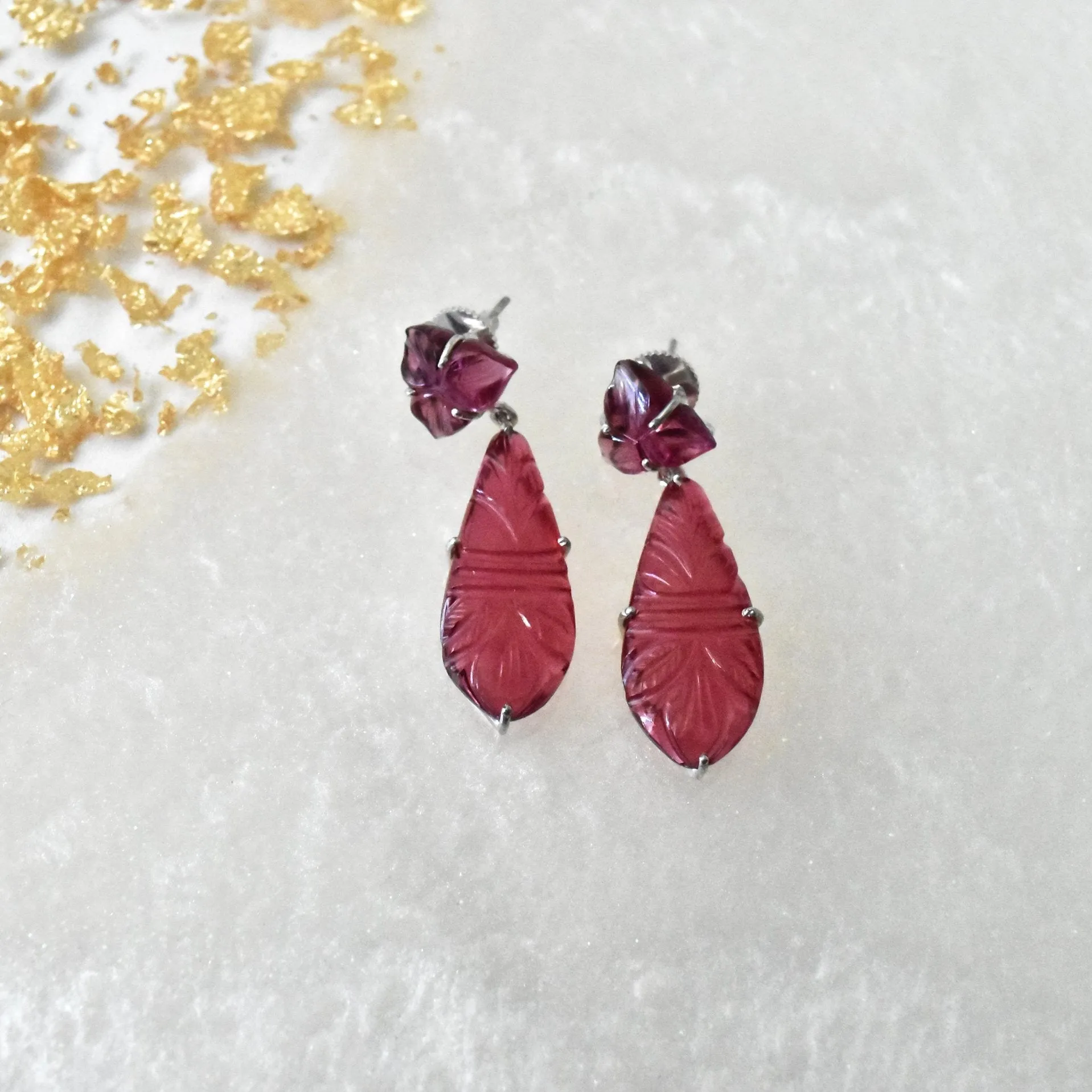 Pakhi Handmade Carved Stone Earrings