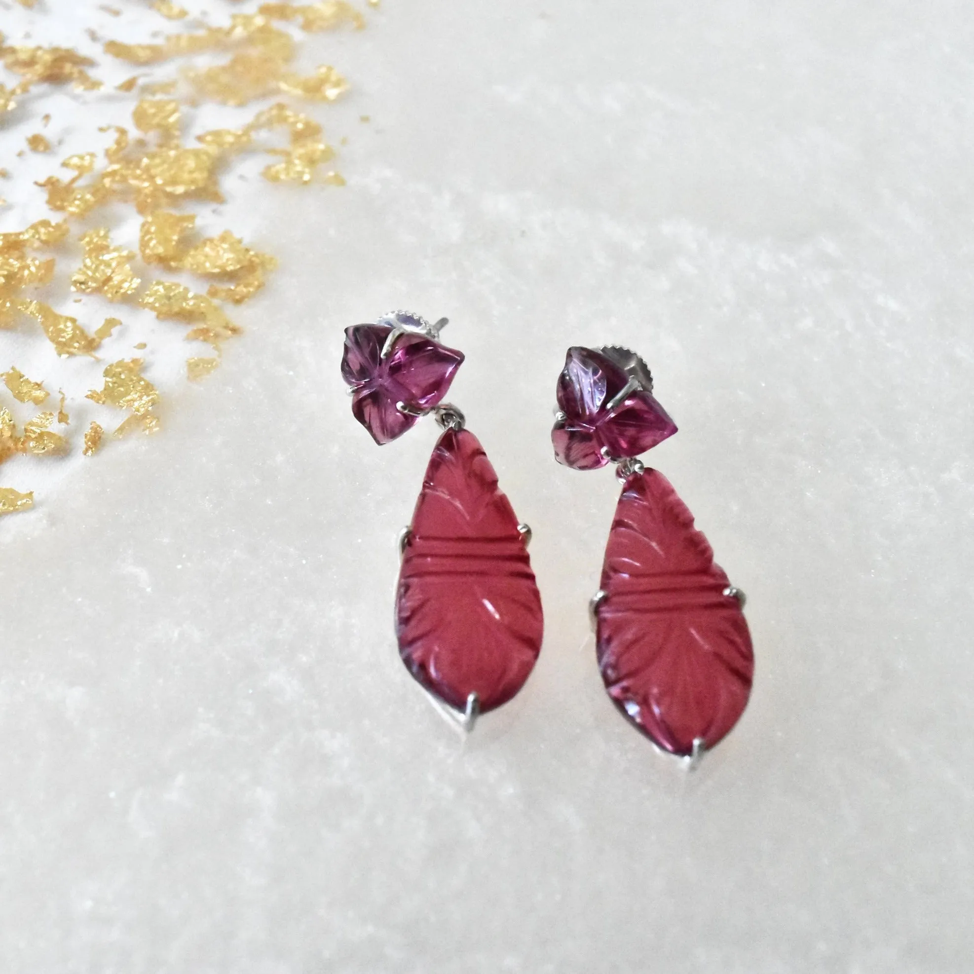 Pakhi Handmade Carved Stone Earrings