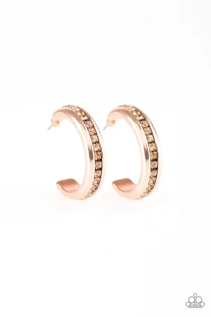 Paparazzi 5th Avenue Fashionista Copper Post Hoop Earrings - P5HO-CPSH-093XX