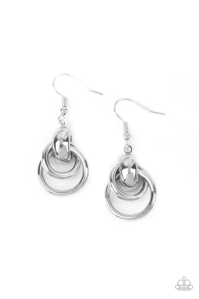 Paparazzi Earring ~ Running In Circles - Silver