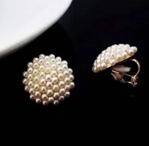 Pearl Bead Cluster Clip-On Earrings