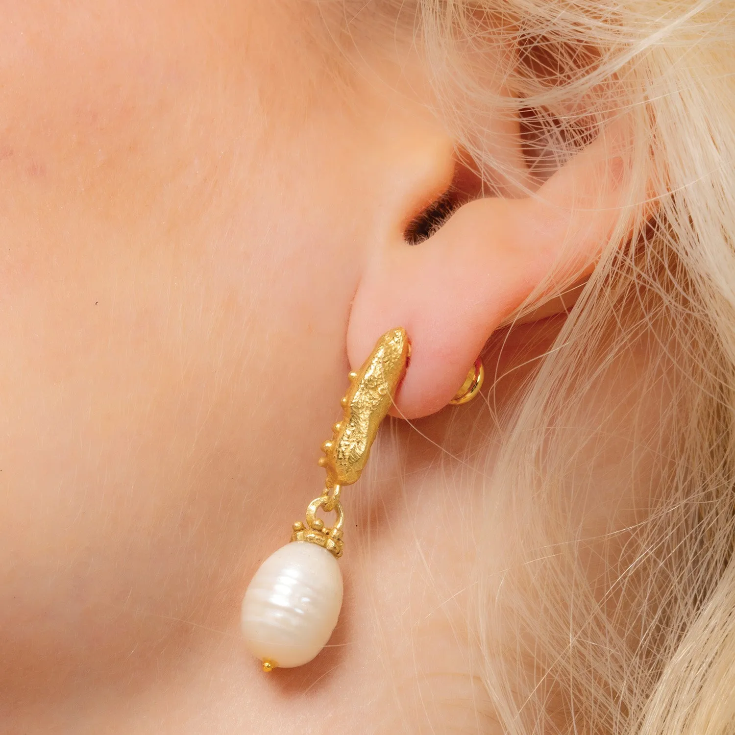 Pebbled Pearl Drop Earrings