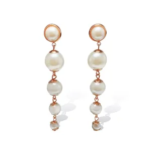 Perle White & Rose Gold Long Earrings W/S