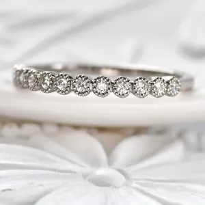 Platinum Milgrain Diamond Half Eternity Ring
