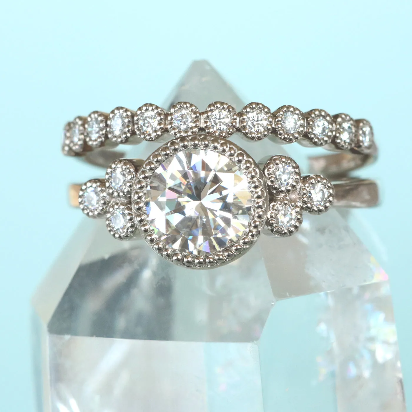 Platinum Milgrain Diamond Half Eternity Ring