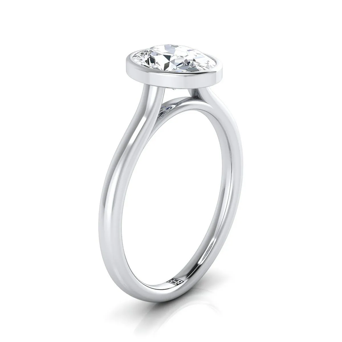 Platinum Oval Ruby Simple Bezel Solitaire Engagement Ring